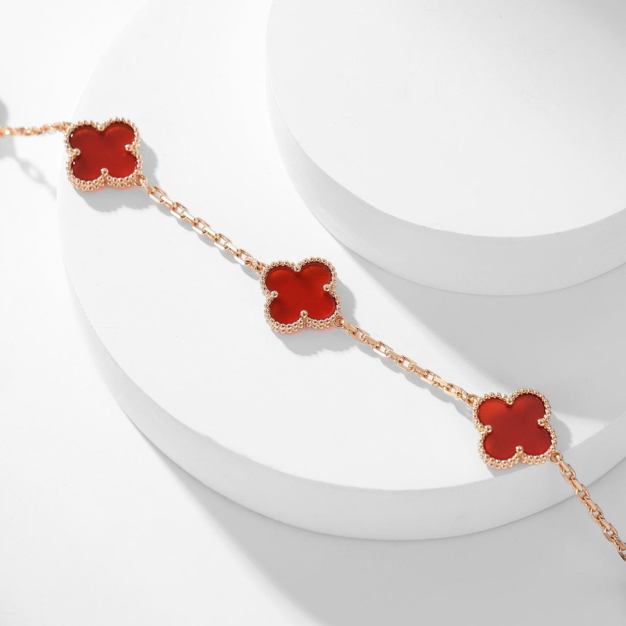 [Lora]CLOVER 10 MOTIFS CARNELIAN NECKLACE