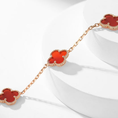 [LORA]CLOVER 10 MOTIFS CARNELIAN NECKLACE