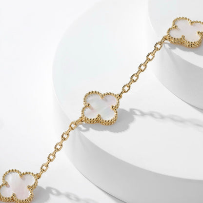 [LORA]CLOVER 10 MOTIFS WHITE MOTHER OF PEARL NECKLACE