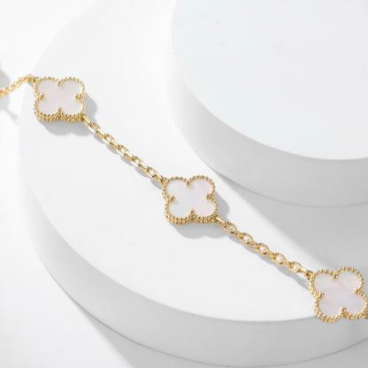 [LORA]CLOVER 10 MOTIFS WHITE MOTHER OF PEARL NECKLACE