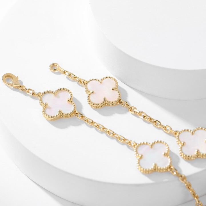 [LORA]CLOVER 10 MOTIFS WHITE MOTHER OF PEARL NECKLACE