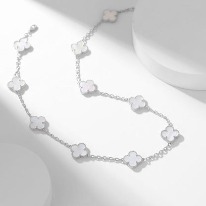 [LORA]CLOVER 10 MOTIFS WHITE MOTHER OF PEARL NECKLACE