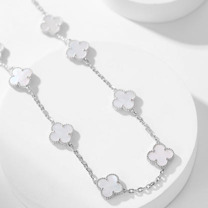 [LORA]CLOVER 10 MOTIFS WHITE MOTHER OF PEARL NECKLACE