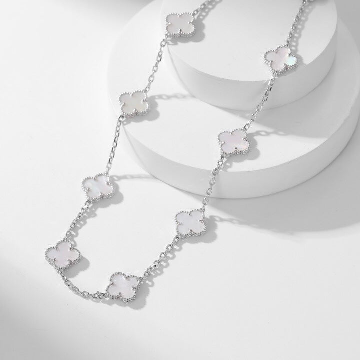 [LORA]CLOVER 10 MOTIFS WHITE MOTHER OF PEARL NECKLACE