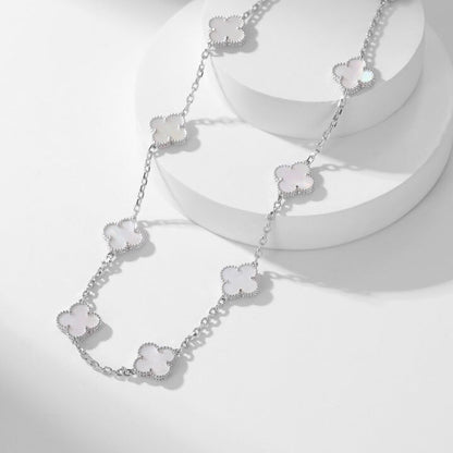 [LORA]CLOVER 10 MOTIFS WHITE MOTHER OF PEARL NECKLACE