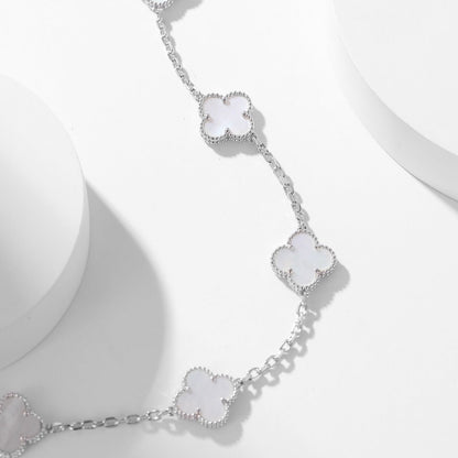 [LORA]CLOVER 10 MOTIFS WHITE MOTHER OF PEARL NECKLACE