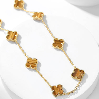 [Lora]CLOVER 10 MOTIFS TIGER EYE NECKLACE