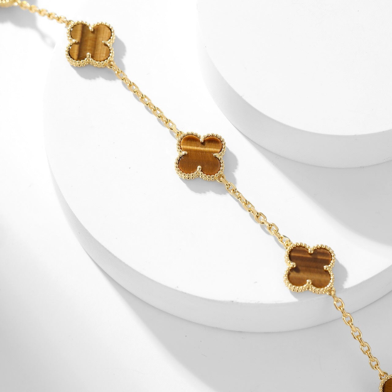 [LORA]CLOVER 10 MOTIFS TIGER EYE NECKLACE