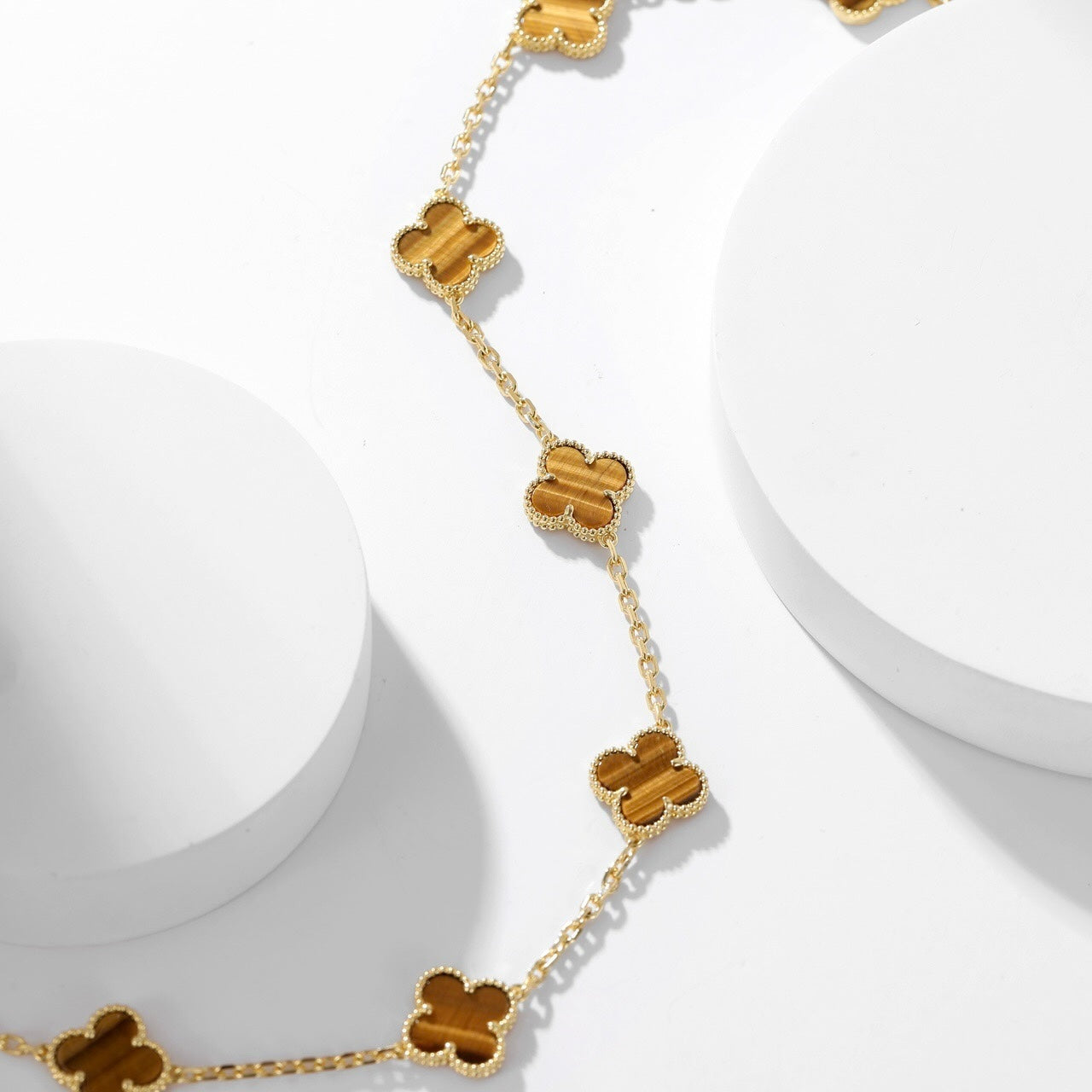 [LORA]CLOVER 10 MOTIFS TIGER EYE NECKLACE