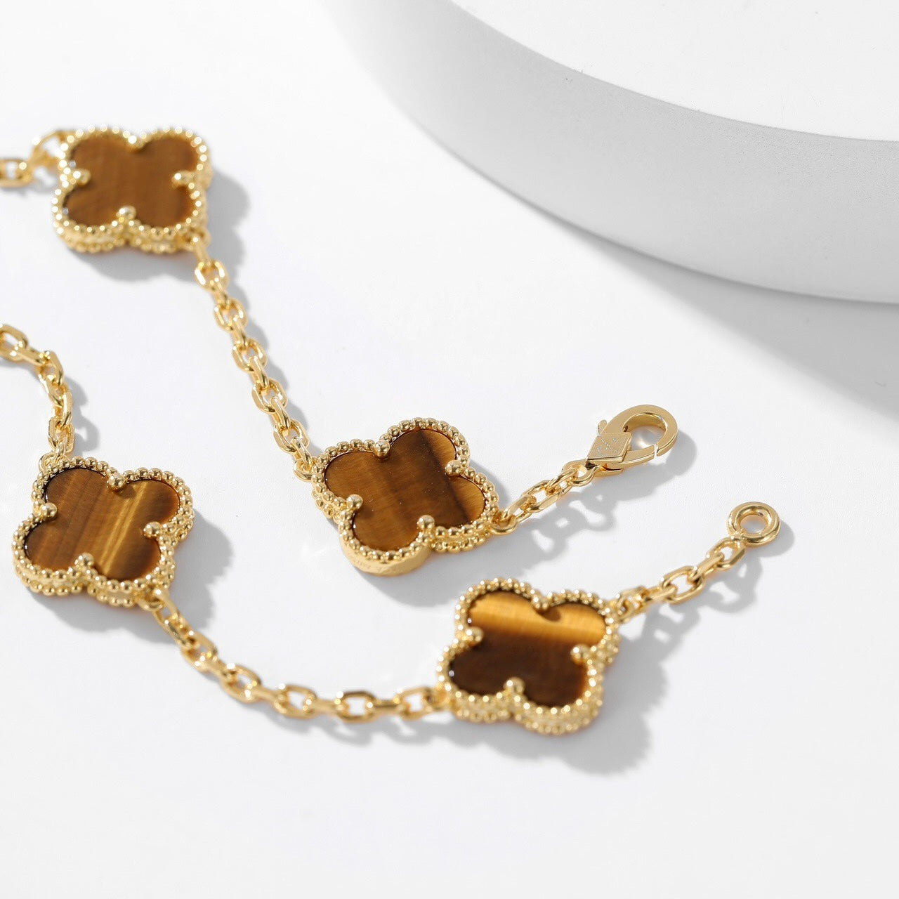 [LORA]CLOVER 10 MOTIFS TIGER EYE NECKLACE