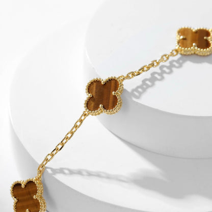 [Lora]CLOVER 10 MOTIFS TIGER EYE NECKLACE