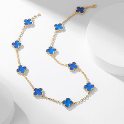 [Lora]CLOVER 10 MOTIFS BLUE AGATE NECKLACE
