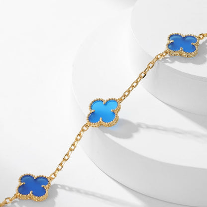 [Lora]CLOVER 10 MOTIFS BLUE AGATE NECKLACE