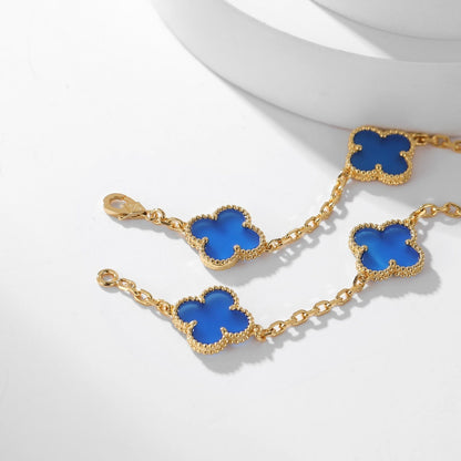 [Lora]CLOVER 10 MOTIFS BLUE AGATE NECKLACE