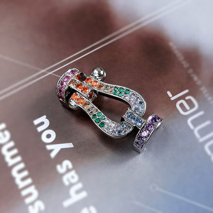 [LORA]FORC LARGE HORSESHOE  COLORED DIAMOND BRACELET SILVER