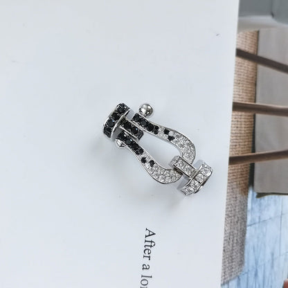 [LORA]FORCE LARGE HORSESHOE BLACK WHITE DIAMOND BRACELET ROSE GOLD