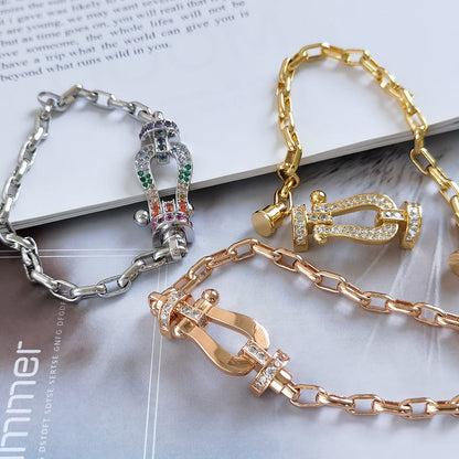 [LORA]FORCE LARGE HORSESHOE CLASP  METAL BRACELET
