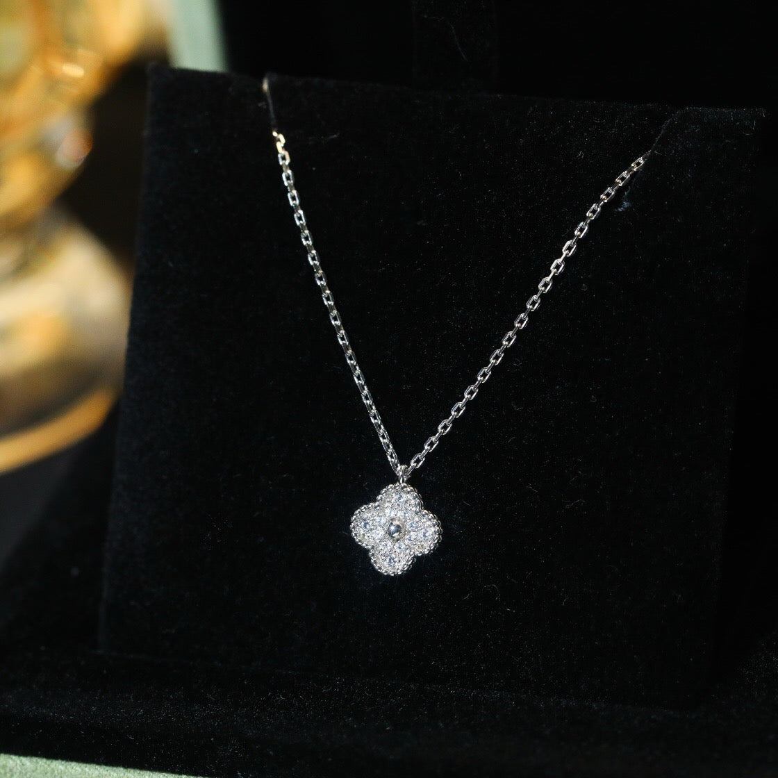 [LORA]CLOVER MINI 9.5MM PENDANT DIAMOND NECKLACE