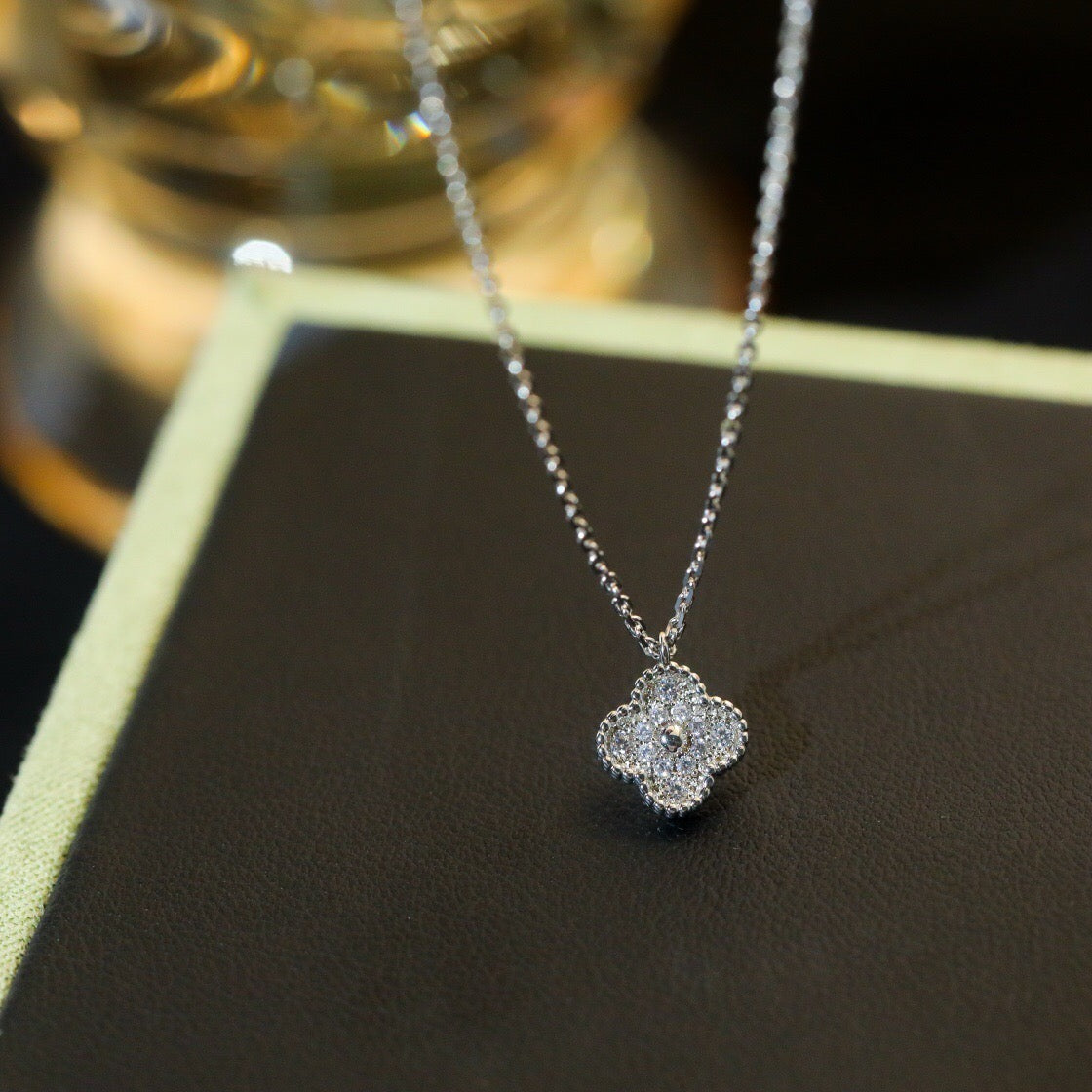 [LORA]CLOVER MINI 9.5MM PENDANT DIAMOND NECKLACE
