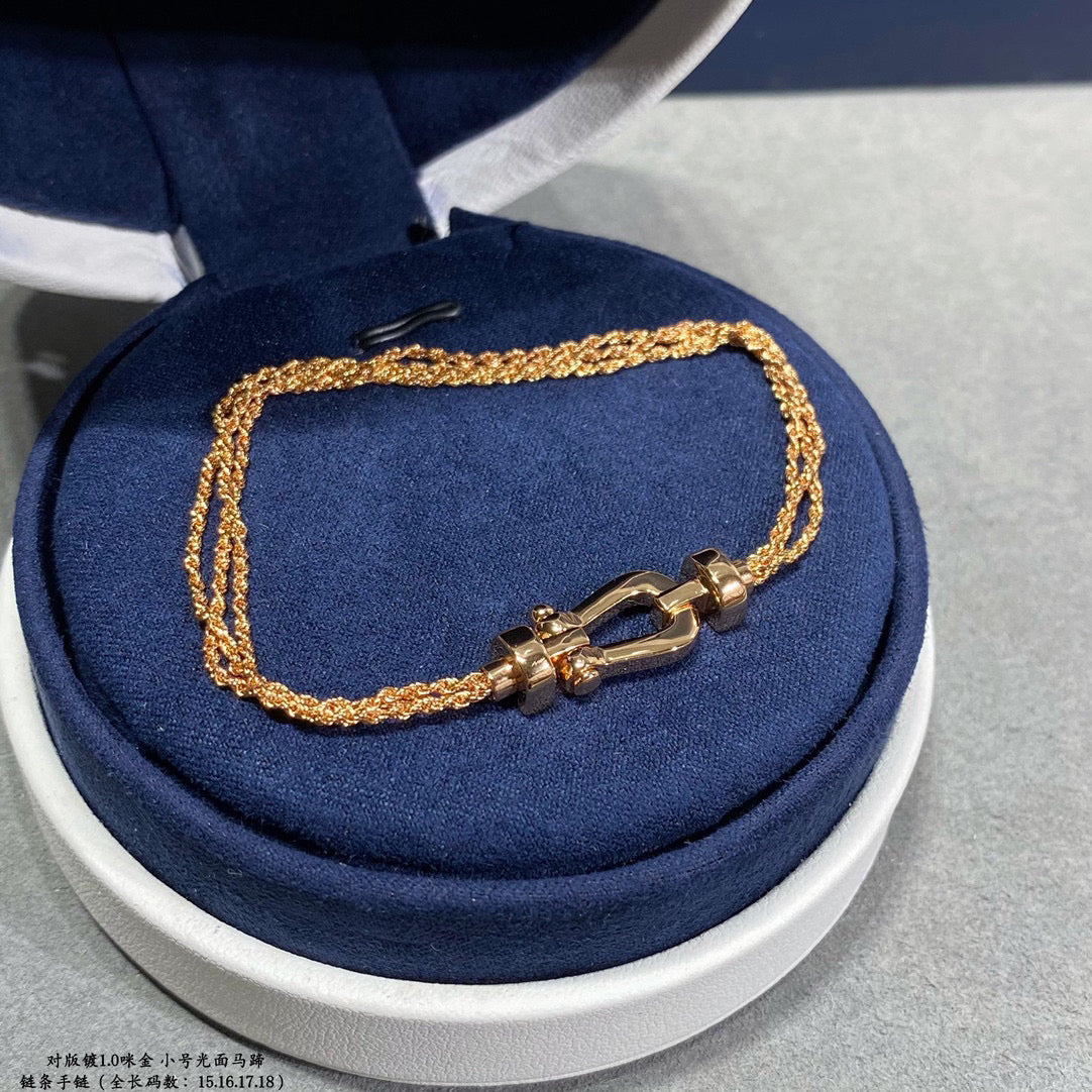 [LORA]FORCE SMALL HORSESHOE  DIAMOND CHAIN ROPE BRACELET