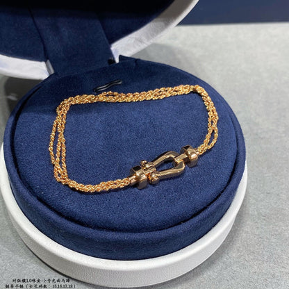 [LORA]FORCE SMALL HORSESHOE  DIAMOND CHAIN ROPE BRACELET