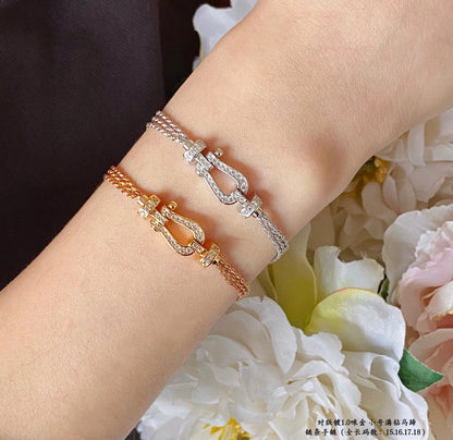 [LORA]FORCE SMALL HORSESHOE  DIAMOND CHAIN ROPE BRACELET