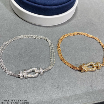 [LORA]FORCE SMALL HORSESHOE  DIAMOND CHAIN ROPE BRACELET