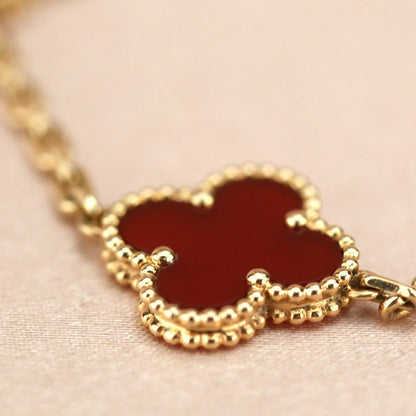 [LORA] CLOVER 5 MOTIF RED CORNELIAN BRACELET COLLECTION