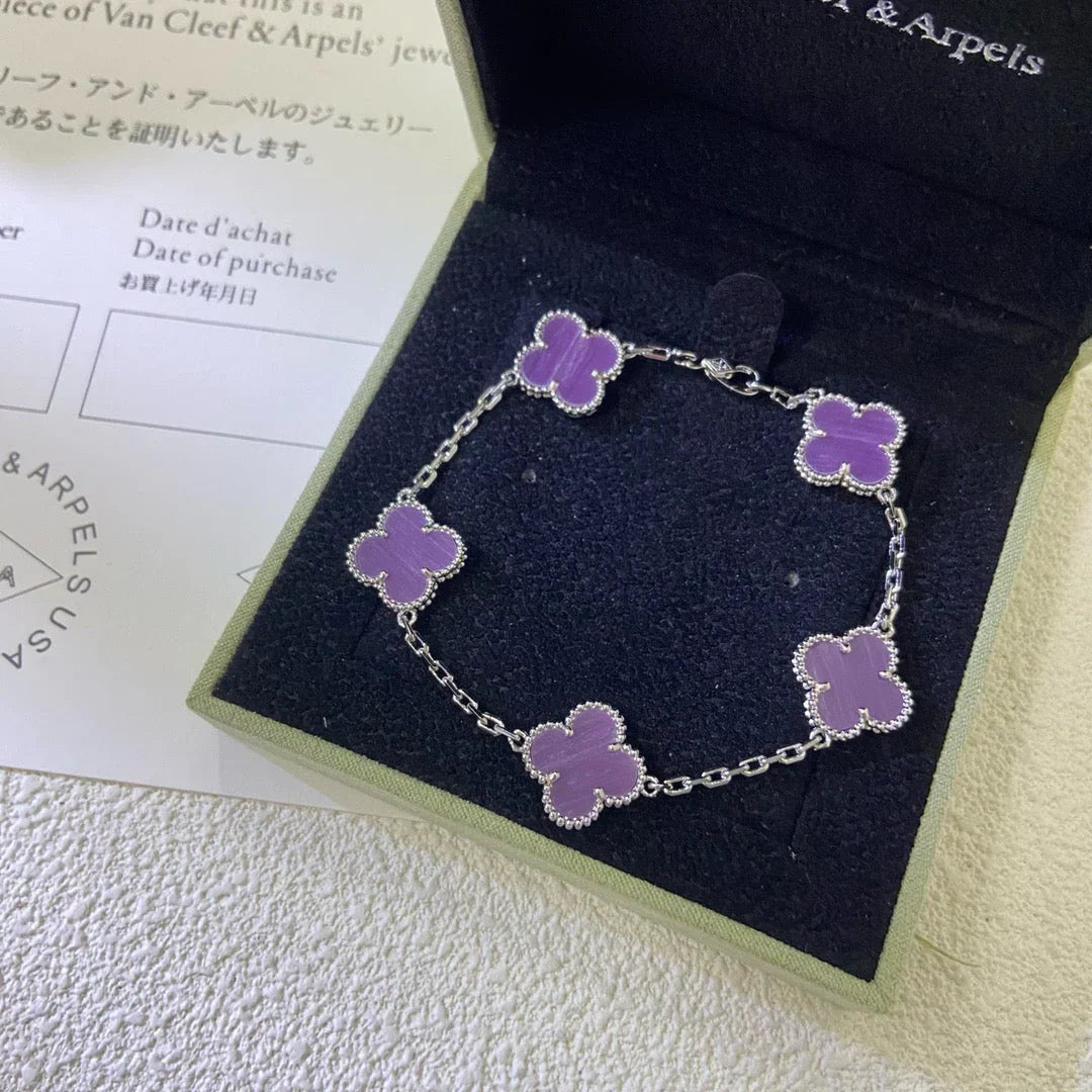 [Lora] CLOVER 5 MOTIF VIOLET BRACELET COLLECTION
