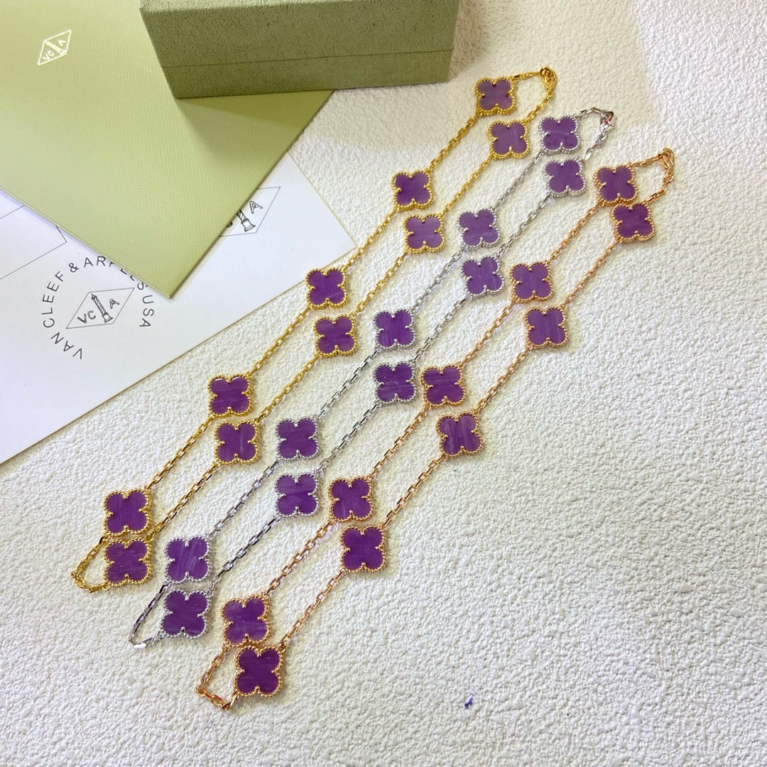 [LORA]CLOVER 10 MOTIFS  PURPLE VIOLET  NECKLACE