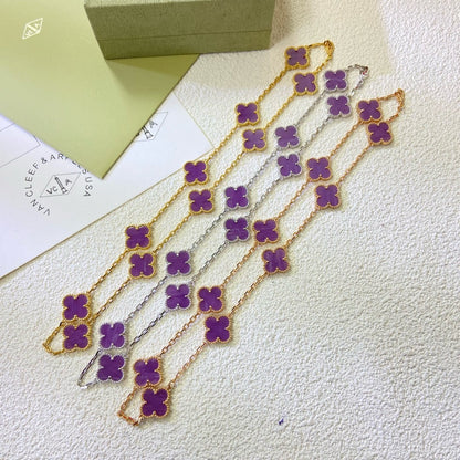 [LORA]CLOVER 10 MOTIFS  PURPLE VIOLET  NECKLACE