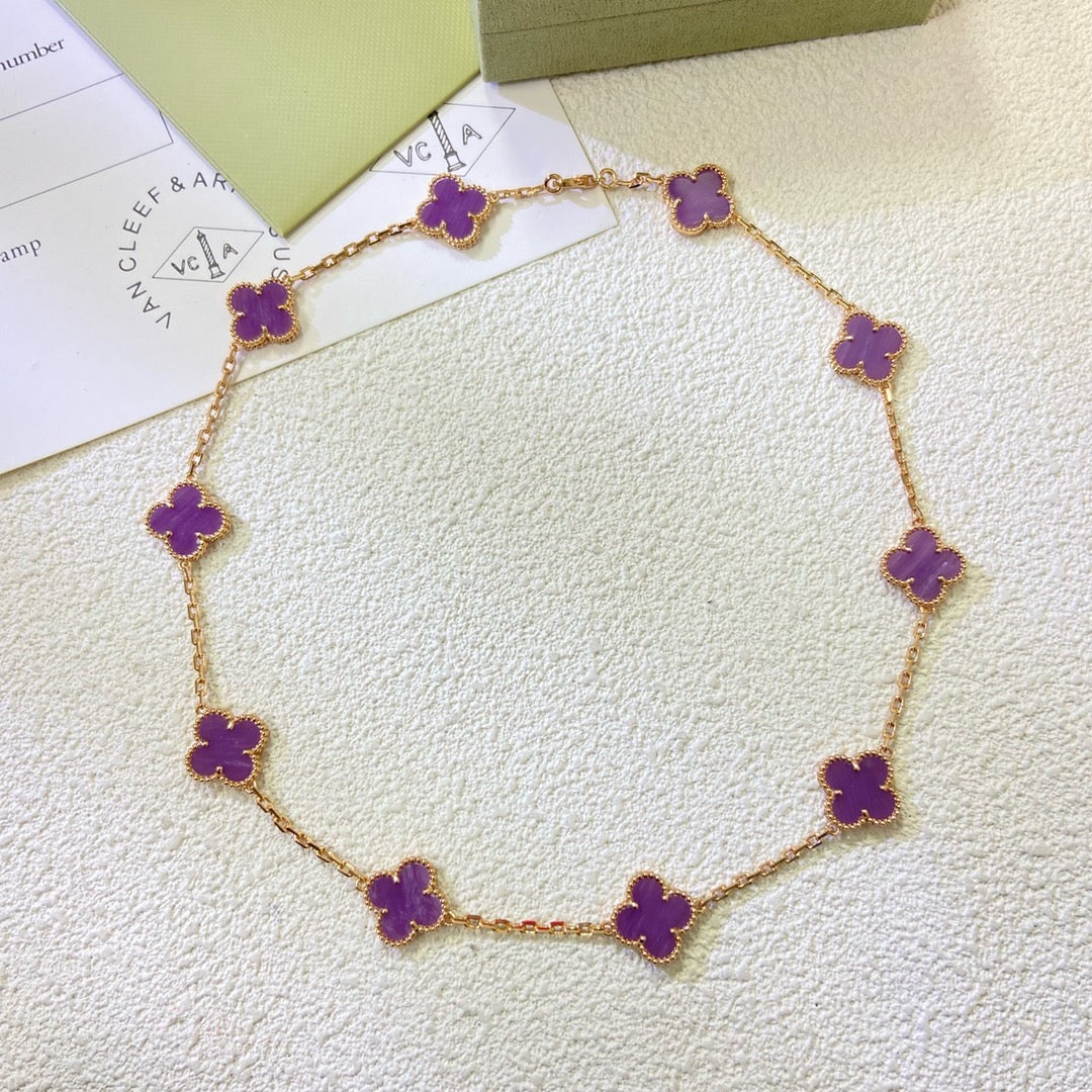 [LORA]CLOVER 10 MOTIFS  PURPLE VIOLET  NECKLACE