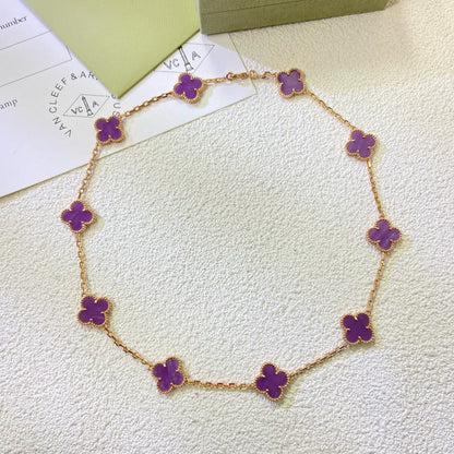 [LORA]CLOVER 10 MOTIFS  PURPLE VIOLET  NECKLACE