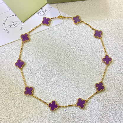 [LORA]CLOVER 10 MOTIFS  PURPLE VIOLET  NECKLACE