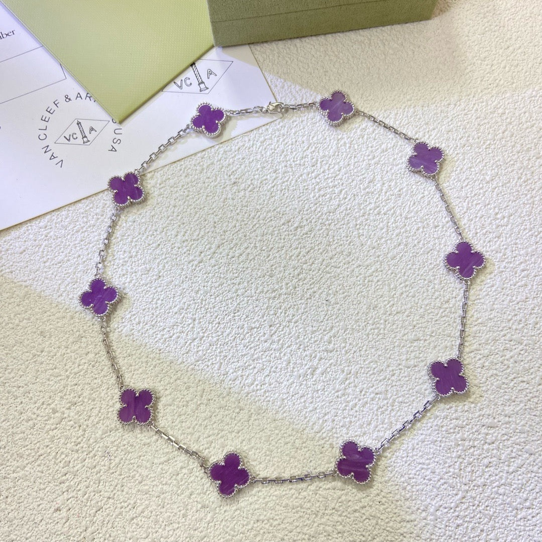 [LORA]CLOVER 10 MOTIFS  PURPLE VIOLET  NECKLACE
