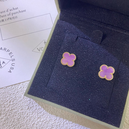 [LORA]CLOVER MINI 9.5MM  PURPLE VIOLET EARRINGS