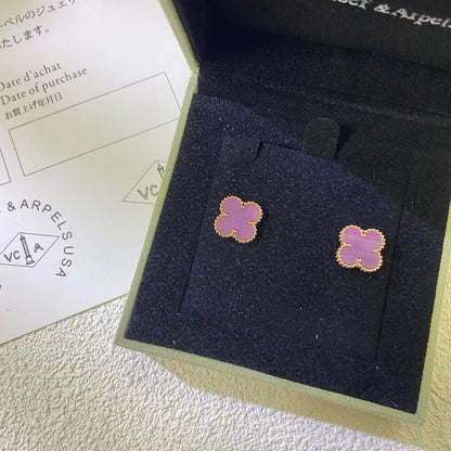 [LORA]CLOVER MINI 9.5MM  PURPLE VIOLET EARRINGS