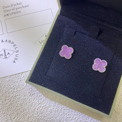 [LORA]CLOVER MINI 9.5MM  PURPLE VIOLET EARRINGS