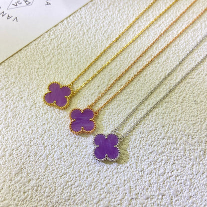 [LORA]CLOVER 15MM  PURPLE VIOLET NECKLACE