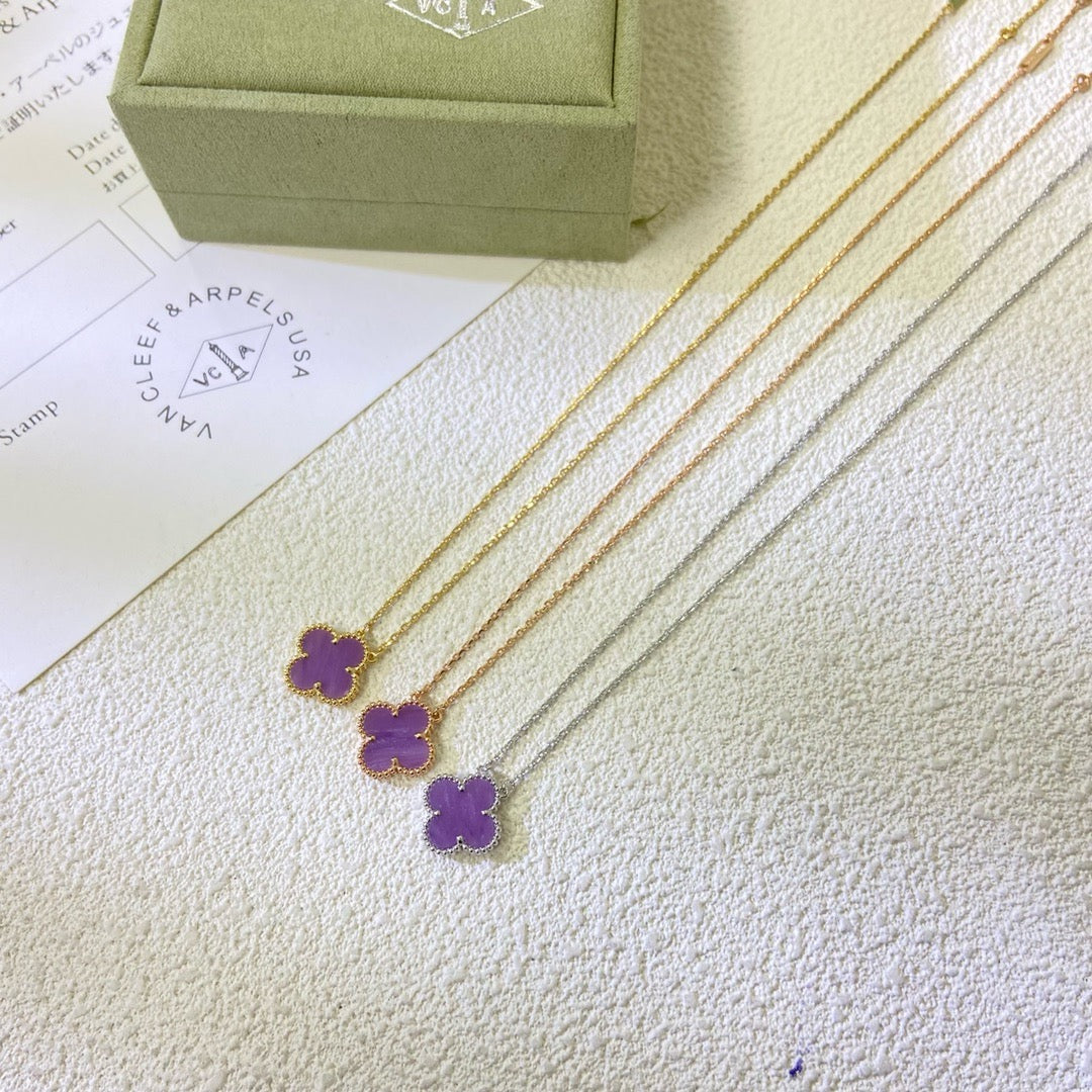 [LORA]CLOVER 15MM  PURPLE VIOLET NECKLACE