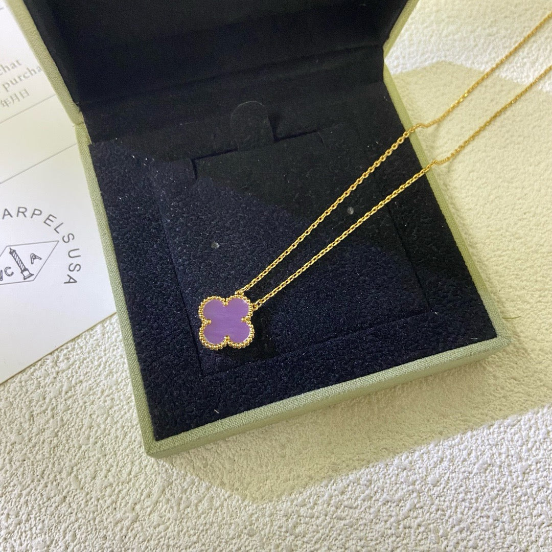 [LORA]CLOVER 15MM  PURPLE VIOLET NECKLACE