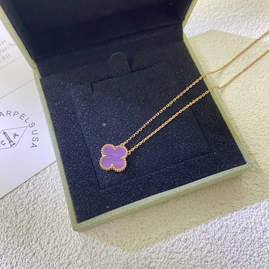 [LORA]CLOVER 15MM  PURPLE VIOLET NECKLACE