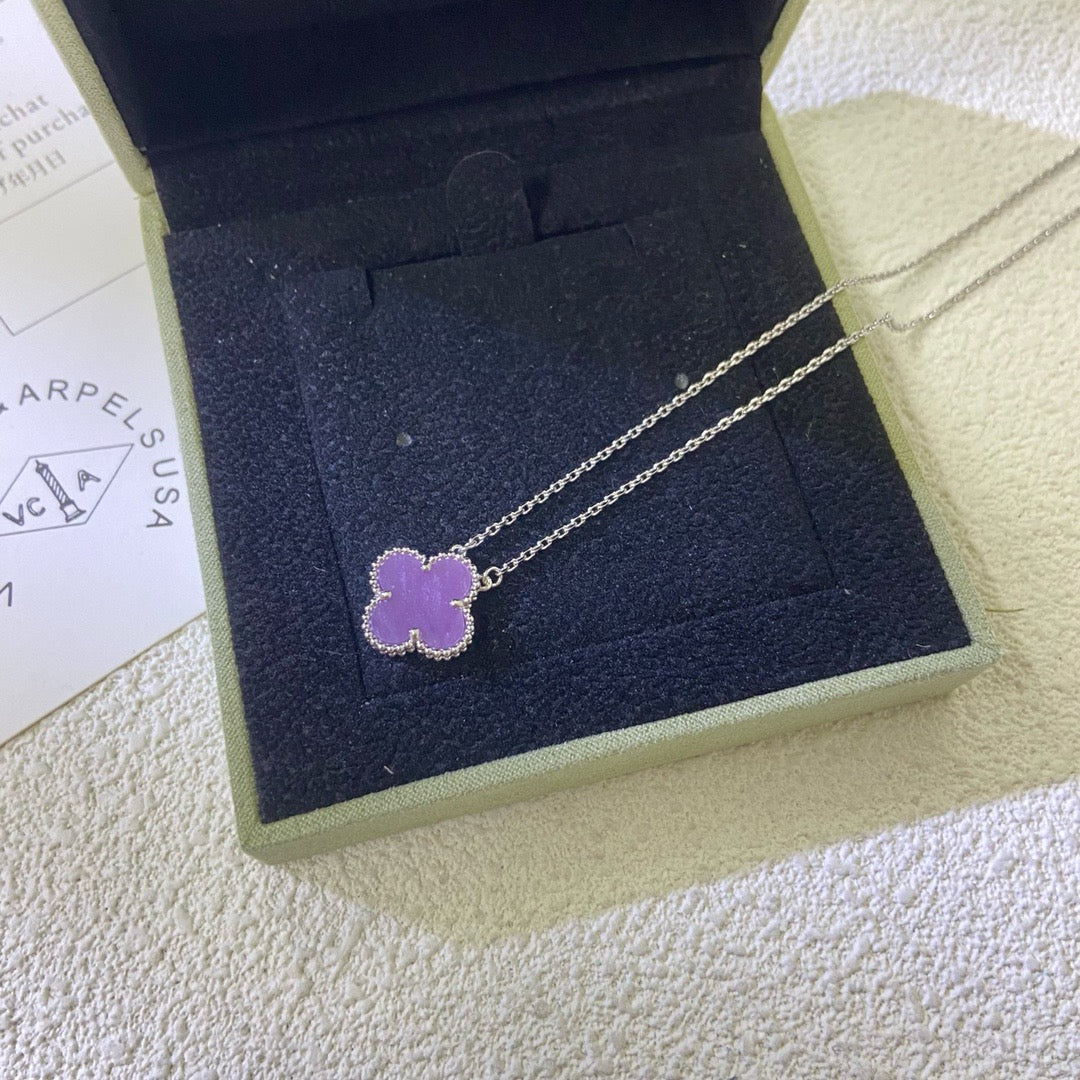 [LORA]CLOVER 15MM  PURPLE VIOLET NECKLACE