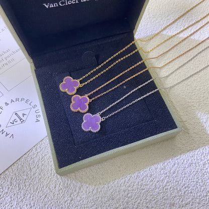 [LORA]CLOVER 15MM  PURPLE VIOLET NECKLACE
