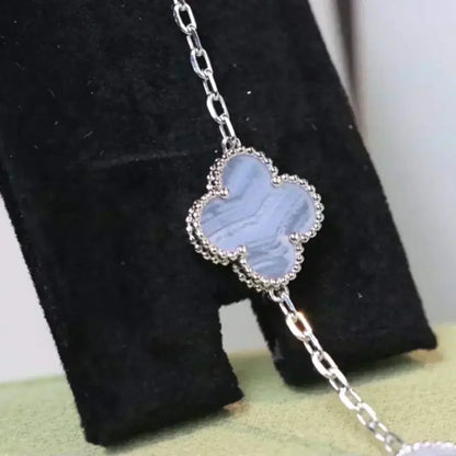 [Lora] CLOVER 5 MOTIF PURPLE CHALCEDONY BRACELET COLLECTION