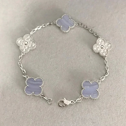 [Lora] CLOVER 5 MOTIF PURPLE CHALCEDONY BRACELET COLLECTION