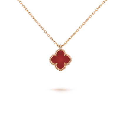 [LORA]CLOVER MINI 9.5MM WHITE CARNELIANS NECKLACE