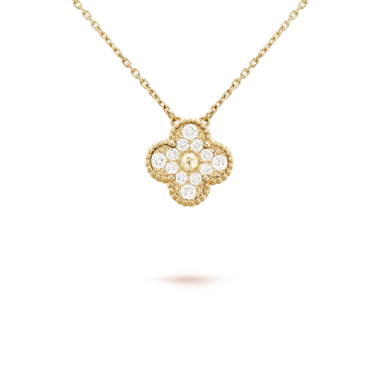[LORA]CLOVER 15MM DIAMOND SINGLE FLOWER NECKLACE