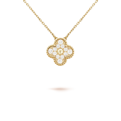[LORA]CLOVER 15MM DIAMOND SINGLE FLOWER NECKLACE