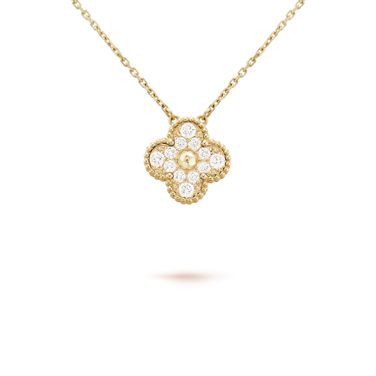 [LORA]CLOVER 15MM DIAMOND SINGLE FLOWER NECKLACE